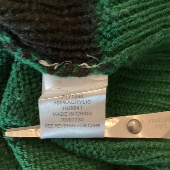 Absolutely Famous Christmas Elf Sweater L Acrylic Green Red Stripe Festive Holid - Picture 8 of 8